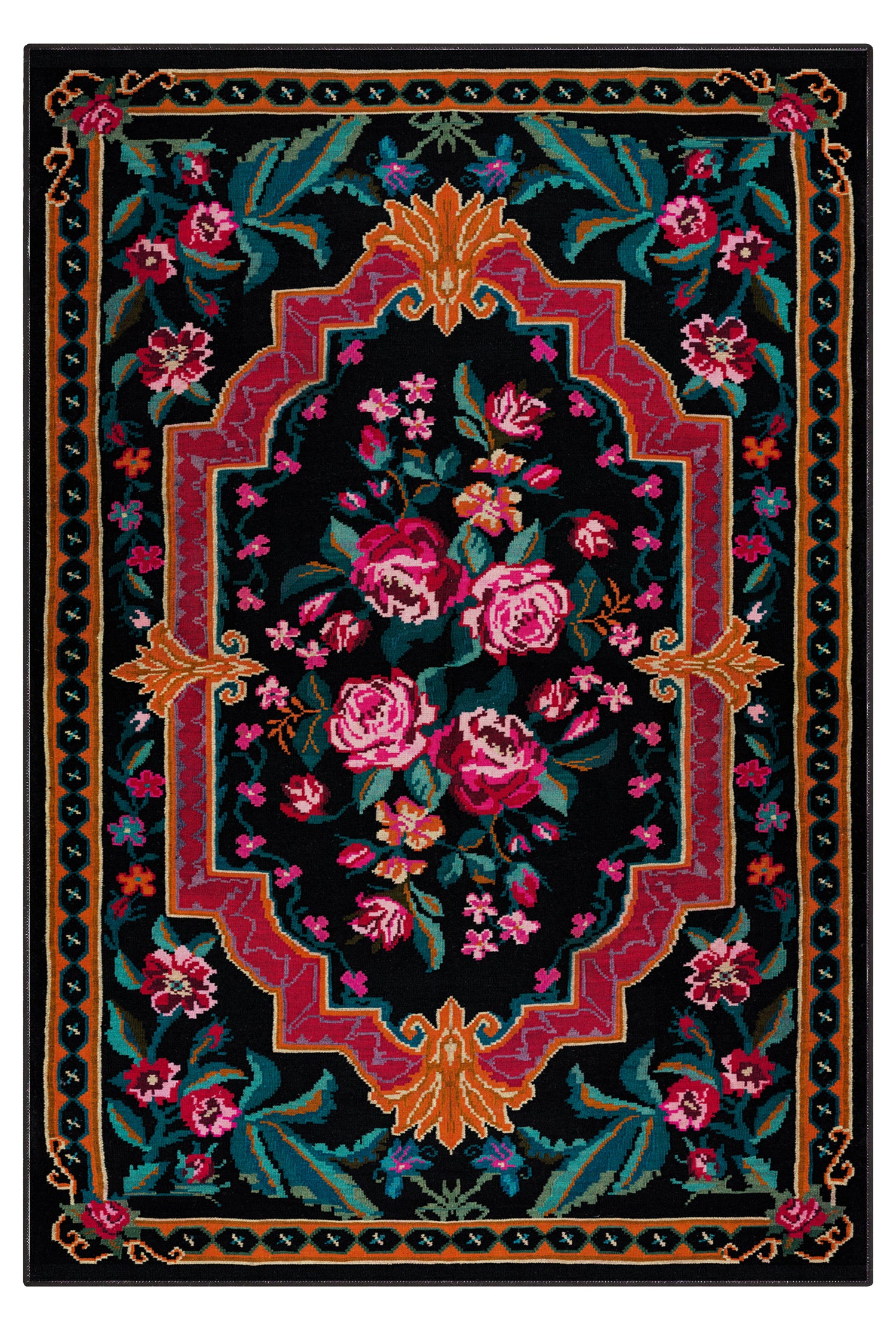 Arte DS063 Çiçek Desenli Klasik Desenli Dekoratif Dokuma Halı