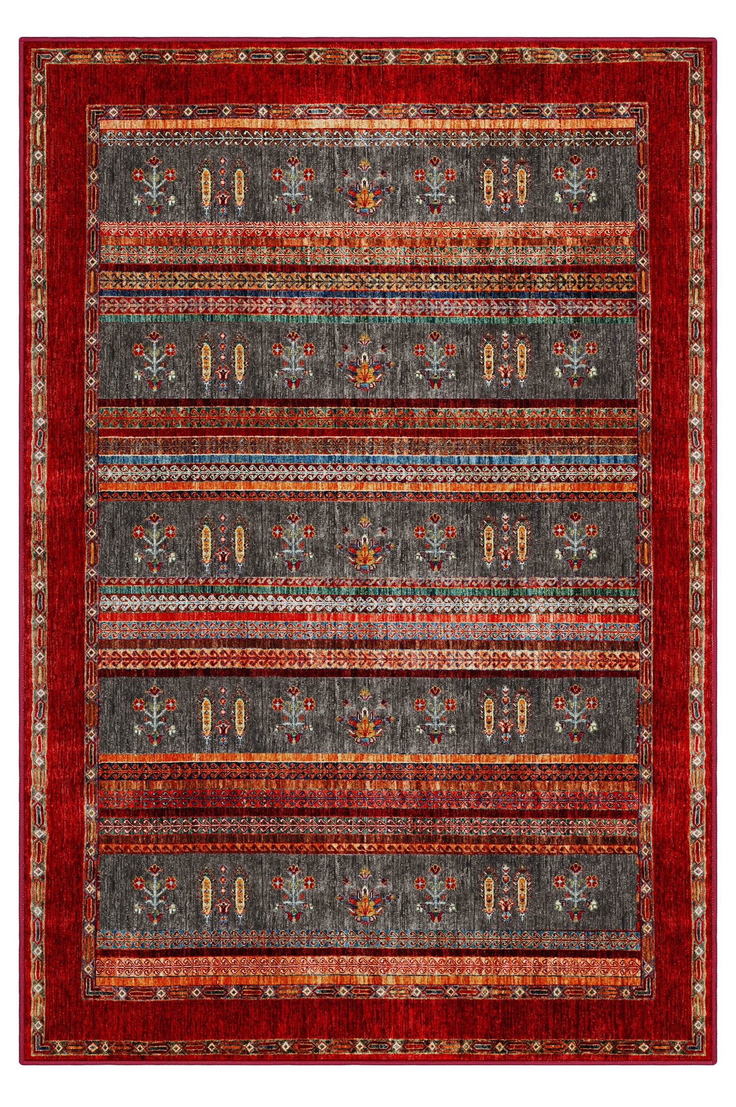 Arte DS074 Vintage Çiçek Figürlü Dekoratif Dokuma Halı