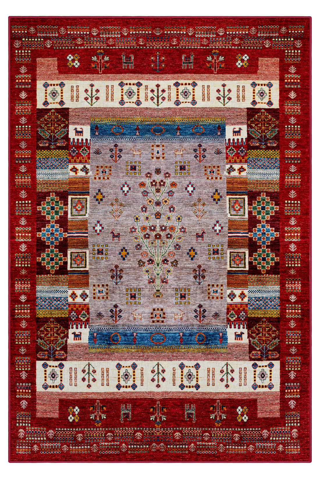 Arte DS077 Vintage Çiçek Figürlü Dekoratif Dokuma Halı