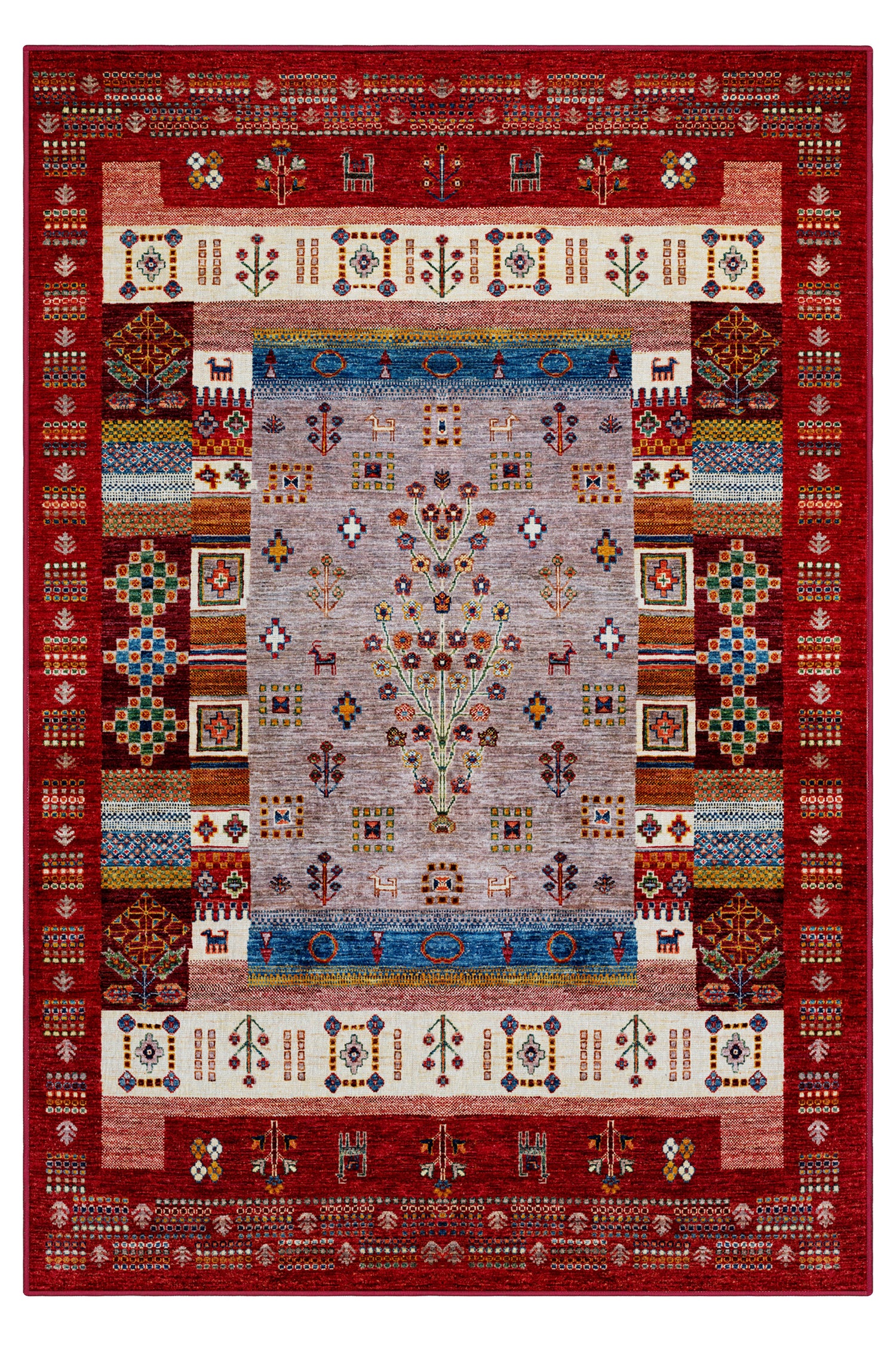 Arte DS077 Vintage Çiçek Figürlü Dekoratif Dokuma Halı