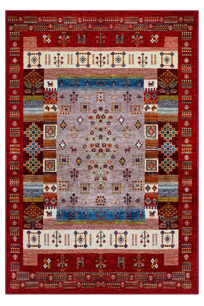 Arte DS077 Vintage Çiçek Figürlü Dekoratif Dokuma Halı