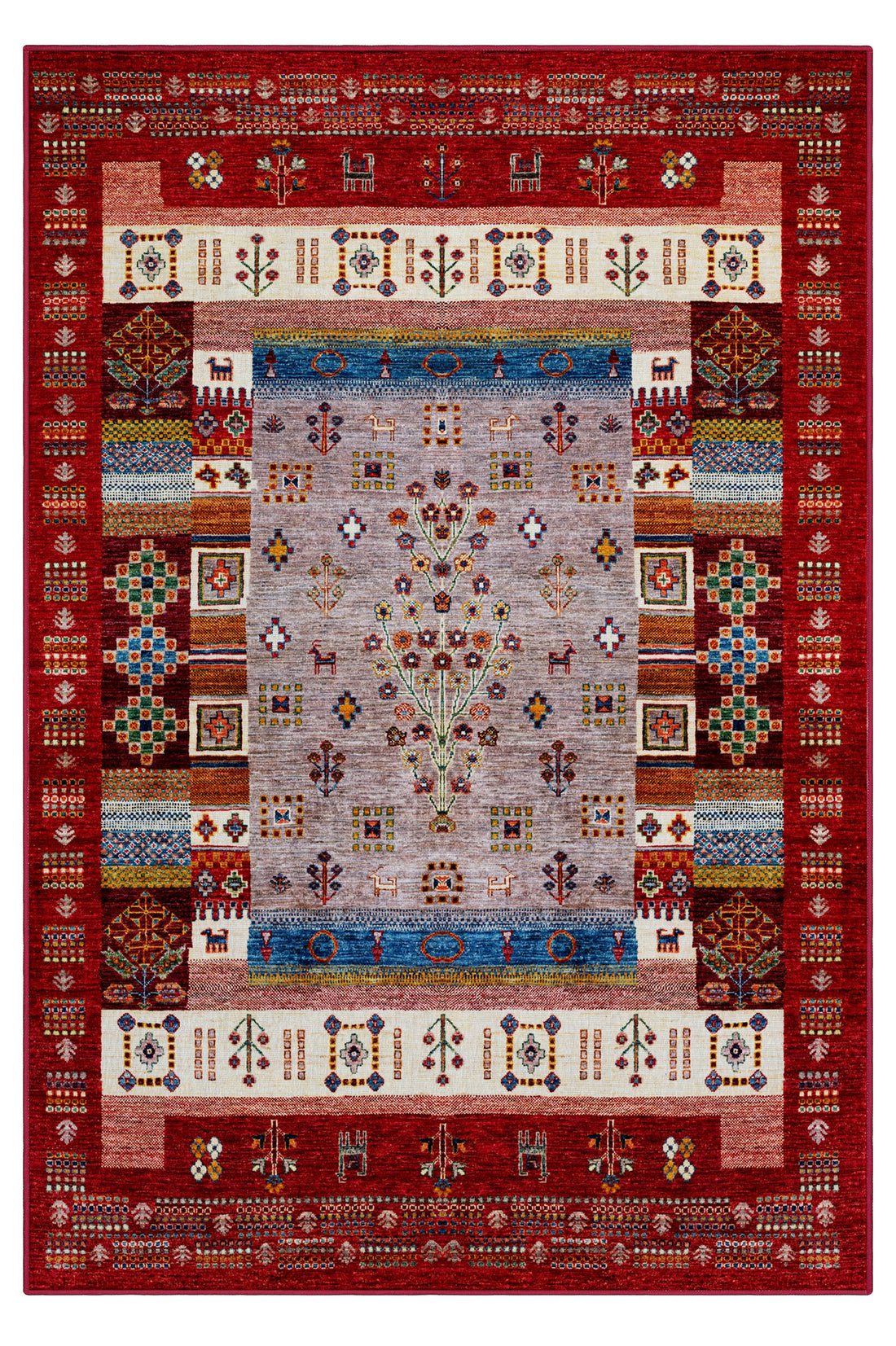 Arte DS077 Vintage Çiçek Figürlü Dekoratif Dokuma Halı