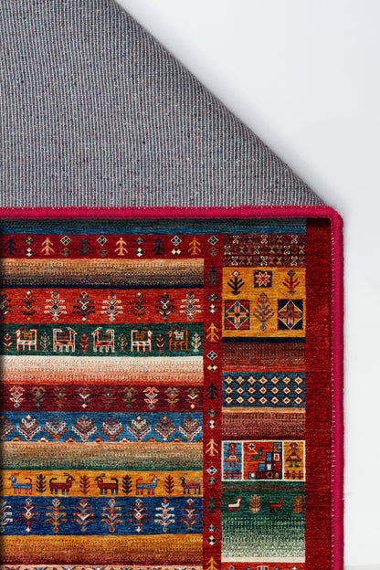 Arte DS078 Vintage Hayvan Ağaç Figürlü Dekoratif Dokuma Halı