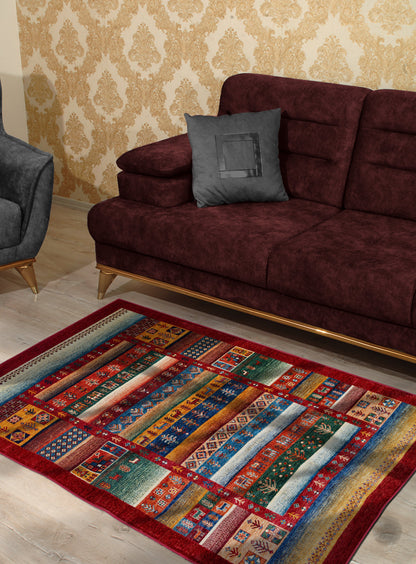 Arte DS078 Vintage Hayvan Ağaç Figürlü Dekoratif Dokuma Halı