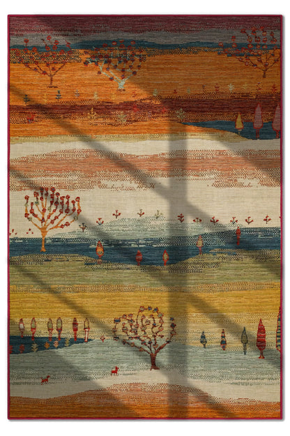 Arte DS299 Vintage Orman Desenli Dekoratif Dokuma Halı