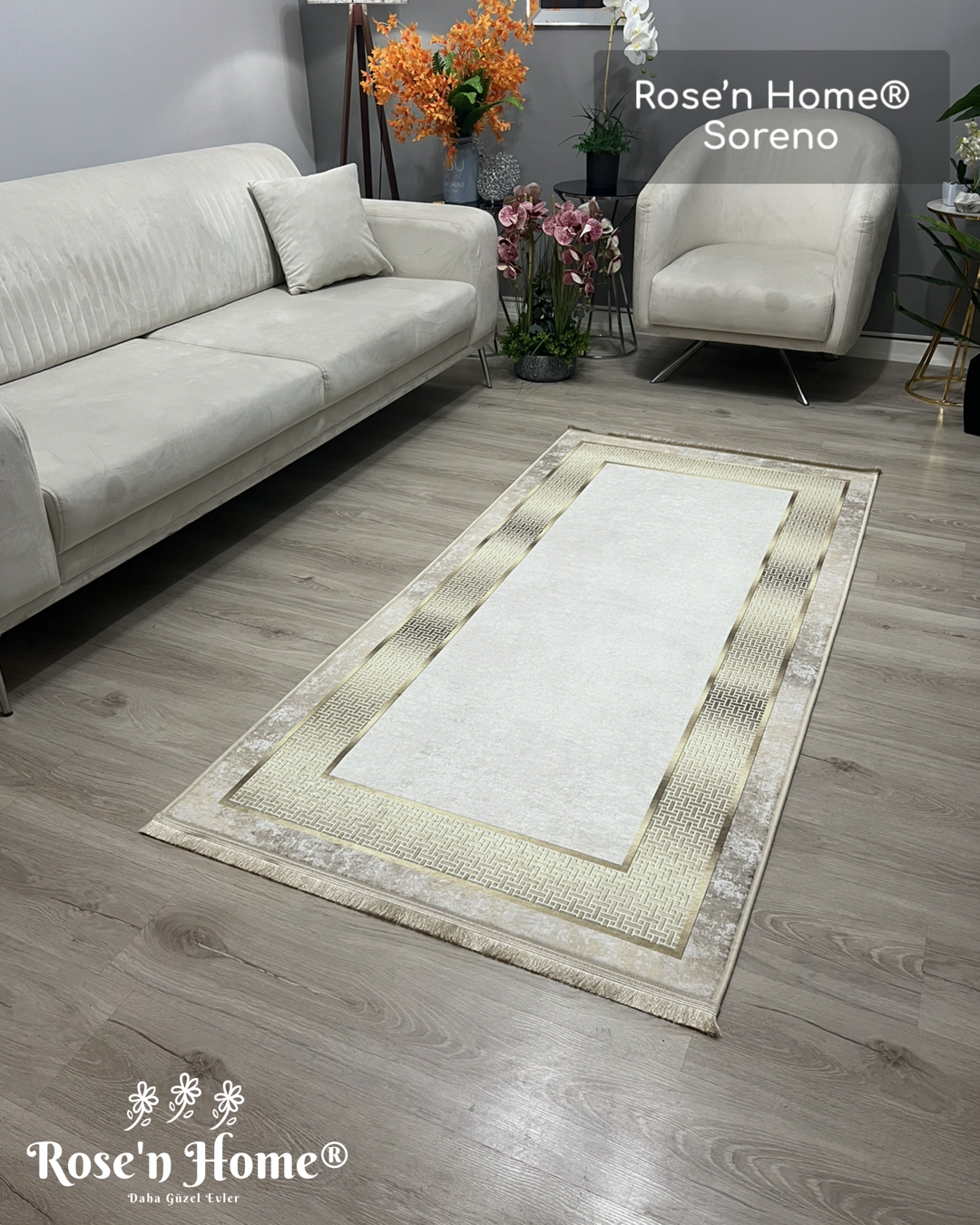 SORENO - %100 Pamuk Dokuma Taban Makinede Yıkanabilir Kaymaz Halı