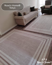 TOKYO - %100 Pamuk Dokuma Taban Makinede Yıkanabilir Kaymaz Halı