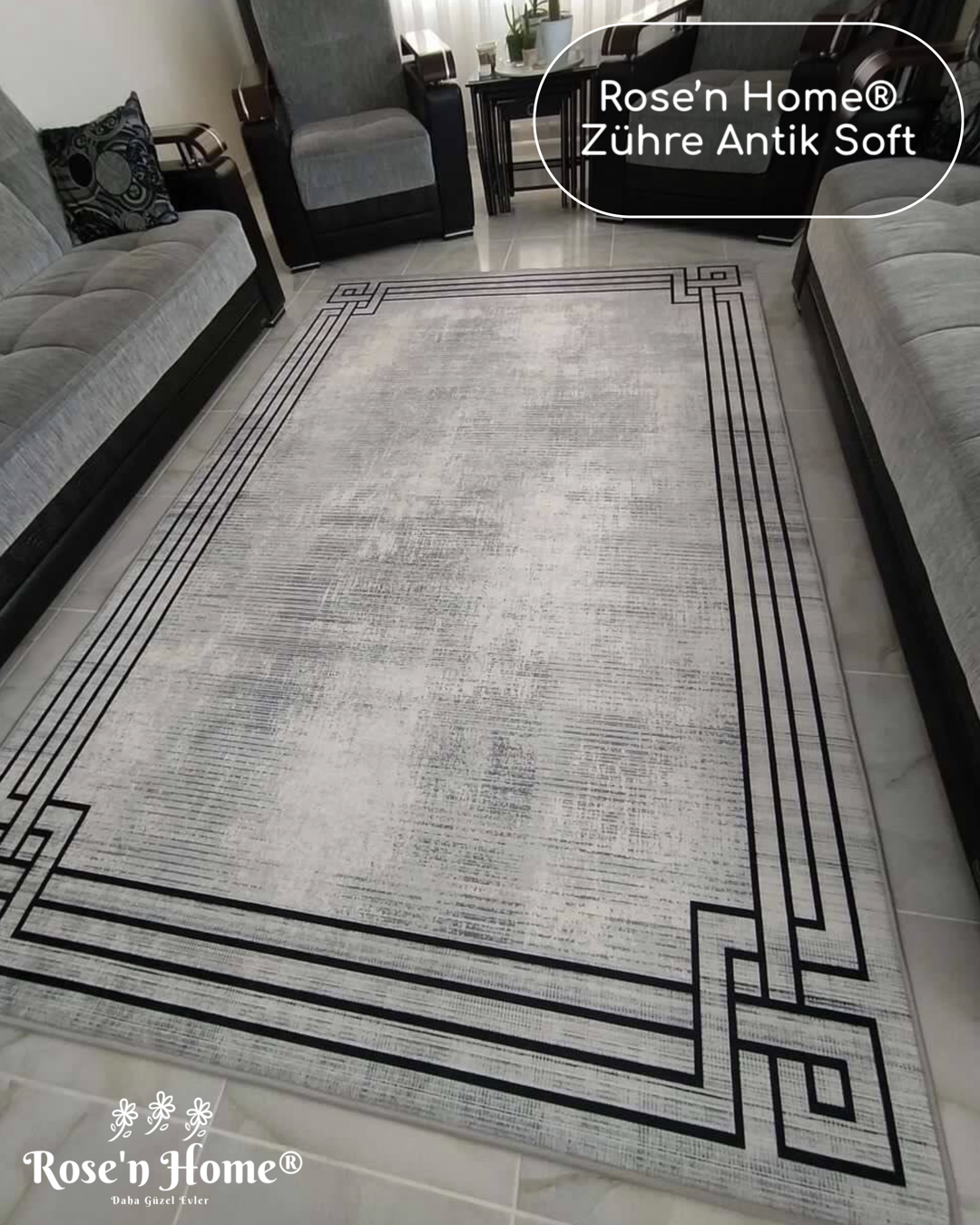 ZÜHRE ANTİK SOFT - %100 Pamuk Dokuma Taban Makinede Yıkanabilir Kaymaz Halı