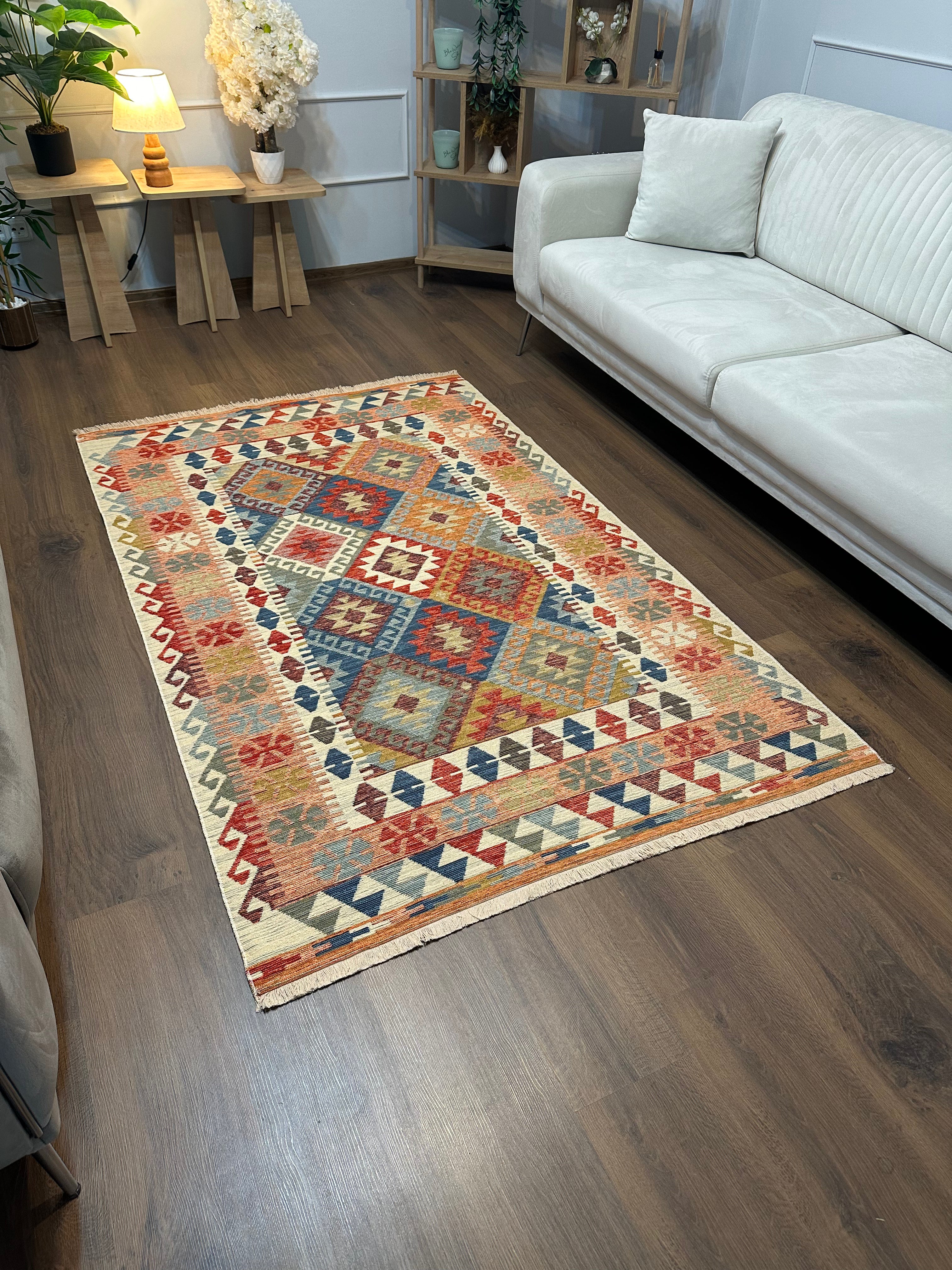 Etnik ES6 - Etnik Desenli Dokuma Kilim Mutfak Balkon Koridor Halısı