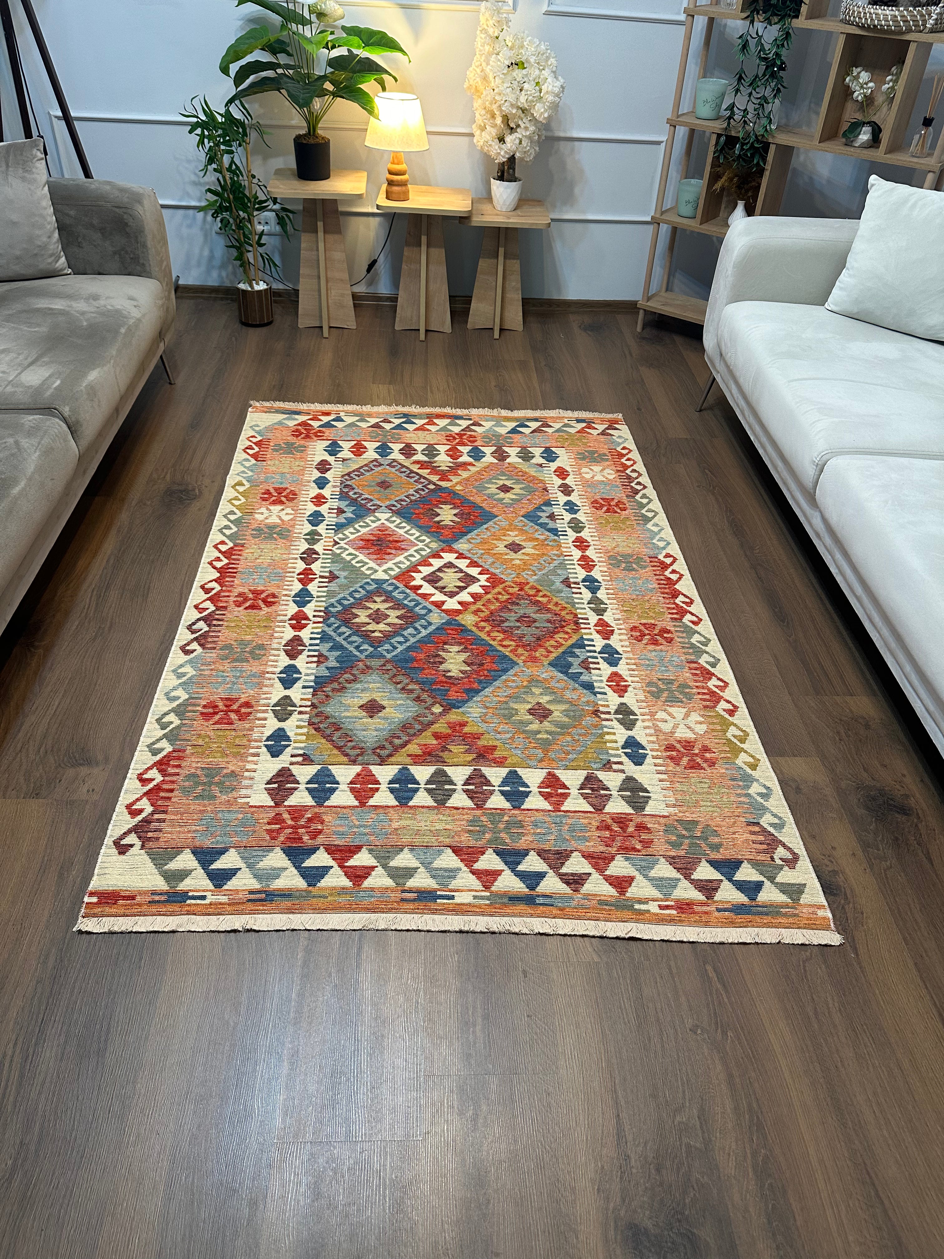 Etnik ES6 - Etnik Desenli Dokuma Kilim Mutfak Balkon Koridor Halısı
