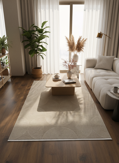 GENOA A-F1013 BEJ Yumuşak Sık Dokuma Modern Salon Koridor Halısı