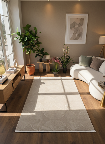 GENOA A-F1013 BEJ Yumuşak Sık Dokuma Modern Salon Koridor Halısı