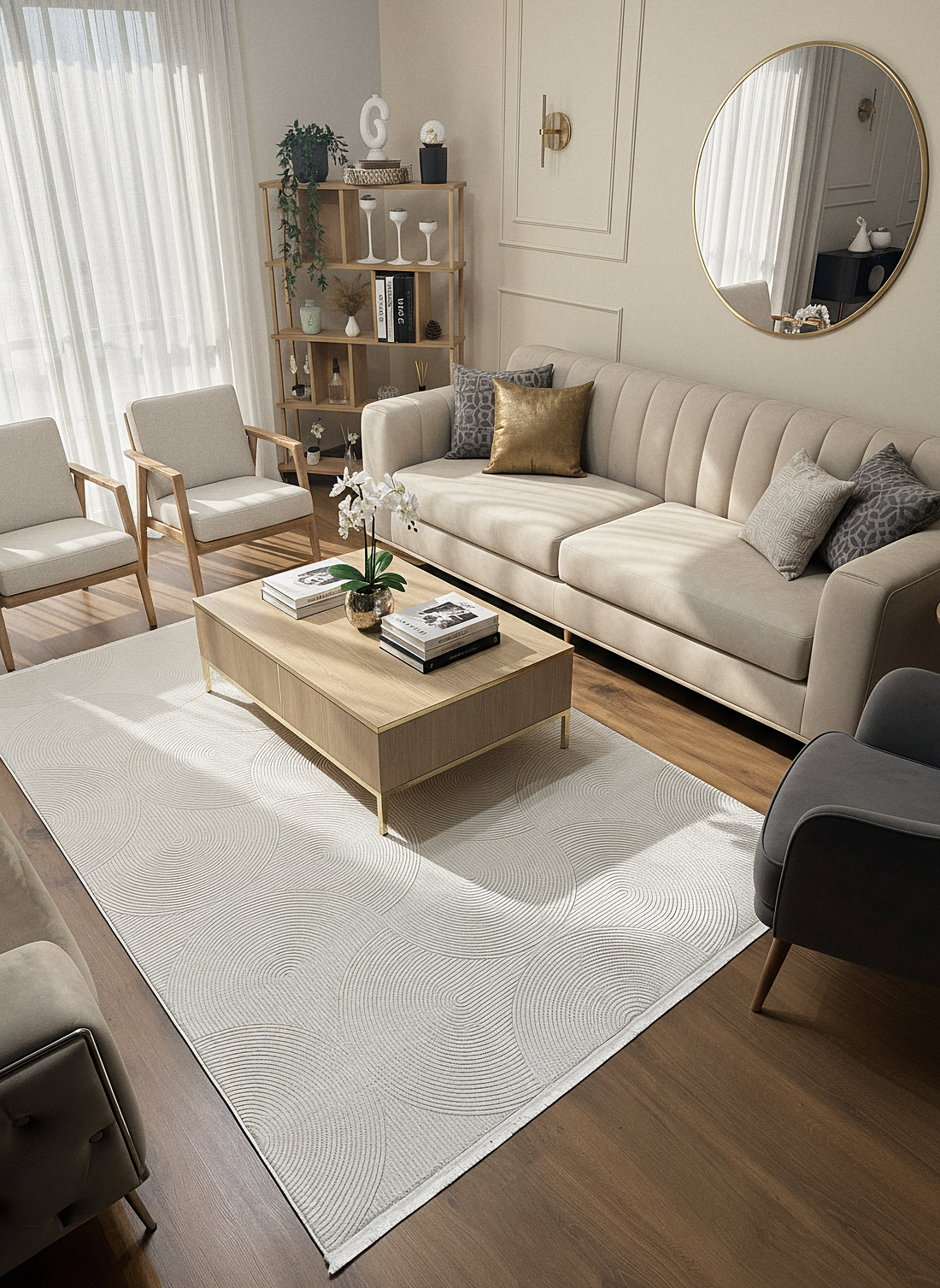 GENOA A-F1014 KREM Yumuşak Sık Dokuma Modern Salon Koridor Halısı
