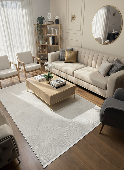 GENOA A-F1014 KREM Yumuşak Sık Dokuma Modern Salon Koridor Halısı
