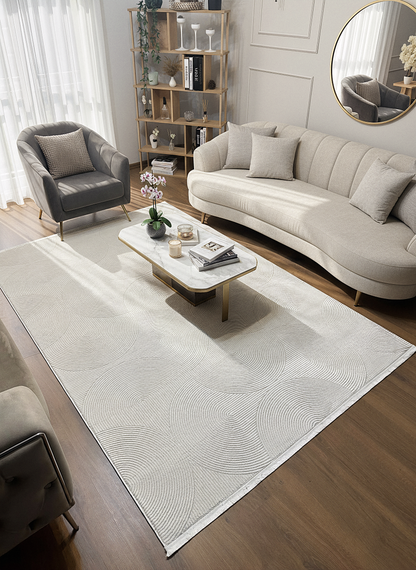 GENOA A-F1014 KREM Yumuşak Sık Dokuma Modern Salon Koridor Halısı