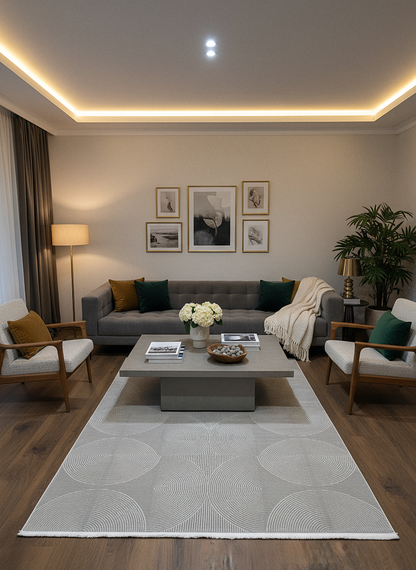 GENOA A-F1015 GRİ Yumuşak Sık Dokuma Modern Salon Koridor Halısı