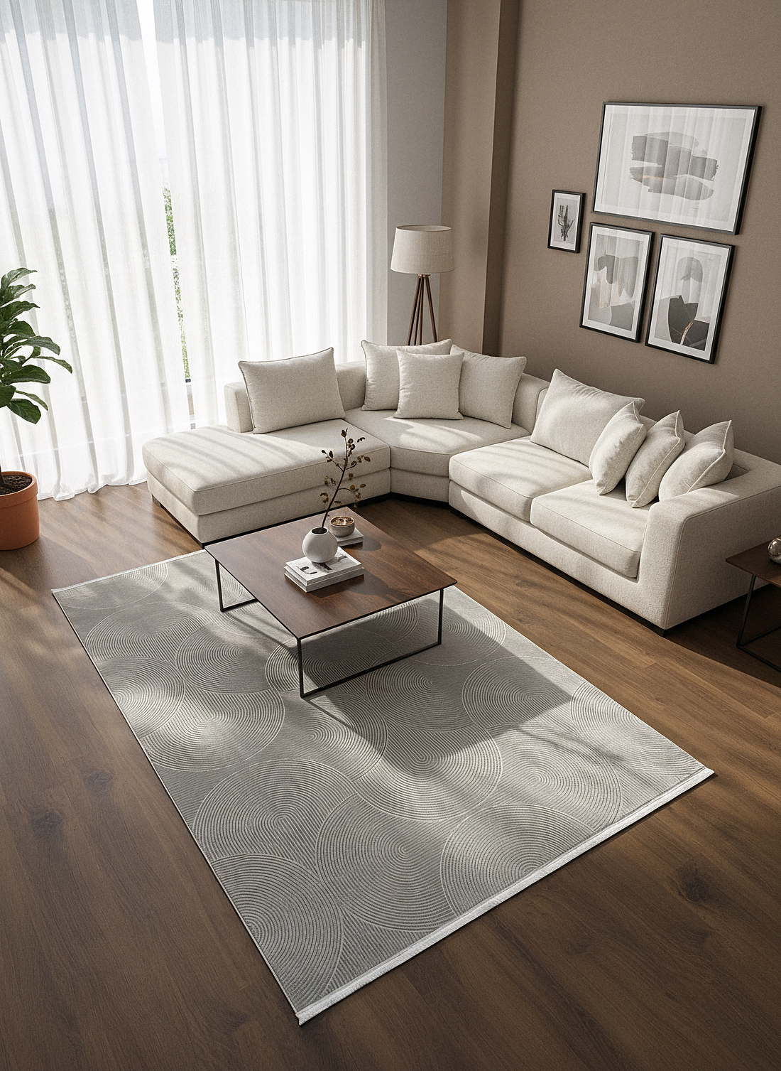 GENOA A-F1015 GRİ Yumuşak Sık Dokuma Modern Salon Koridor Halısı