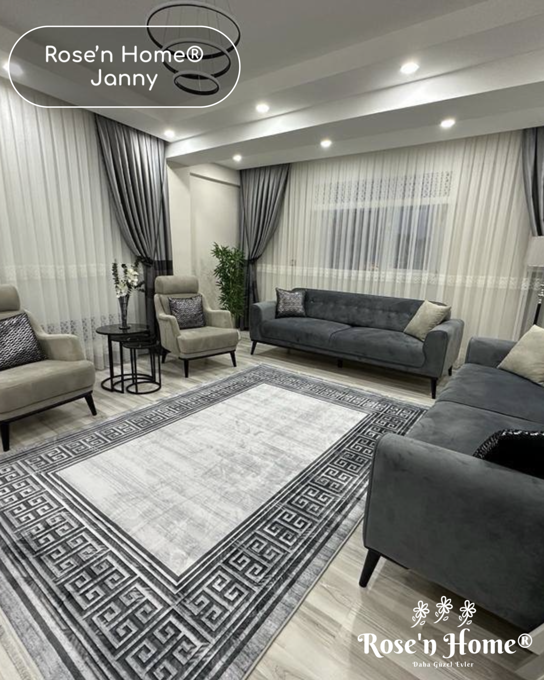 JANNY - %100 Pamuk Dokuma Taban Makinede Yıkanabilir Kaymaz Halı