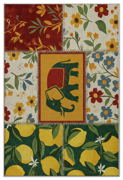 Arte HD012 Fil ve Çiçek Desenli Modern Dekoratif Dokuma Şönil Halı