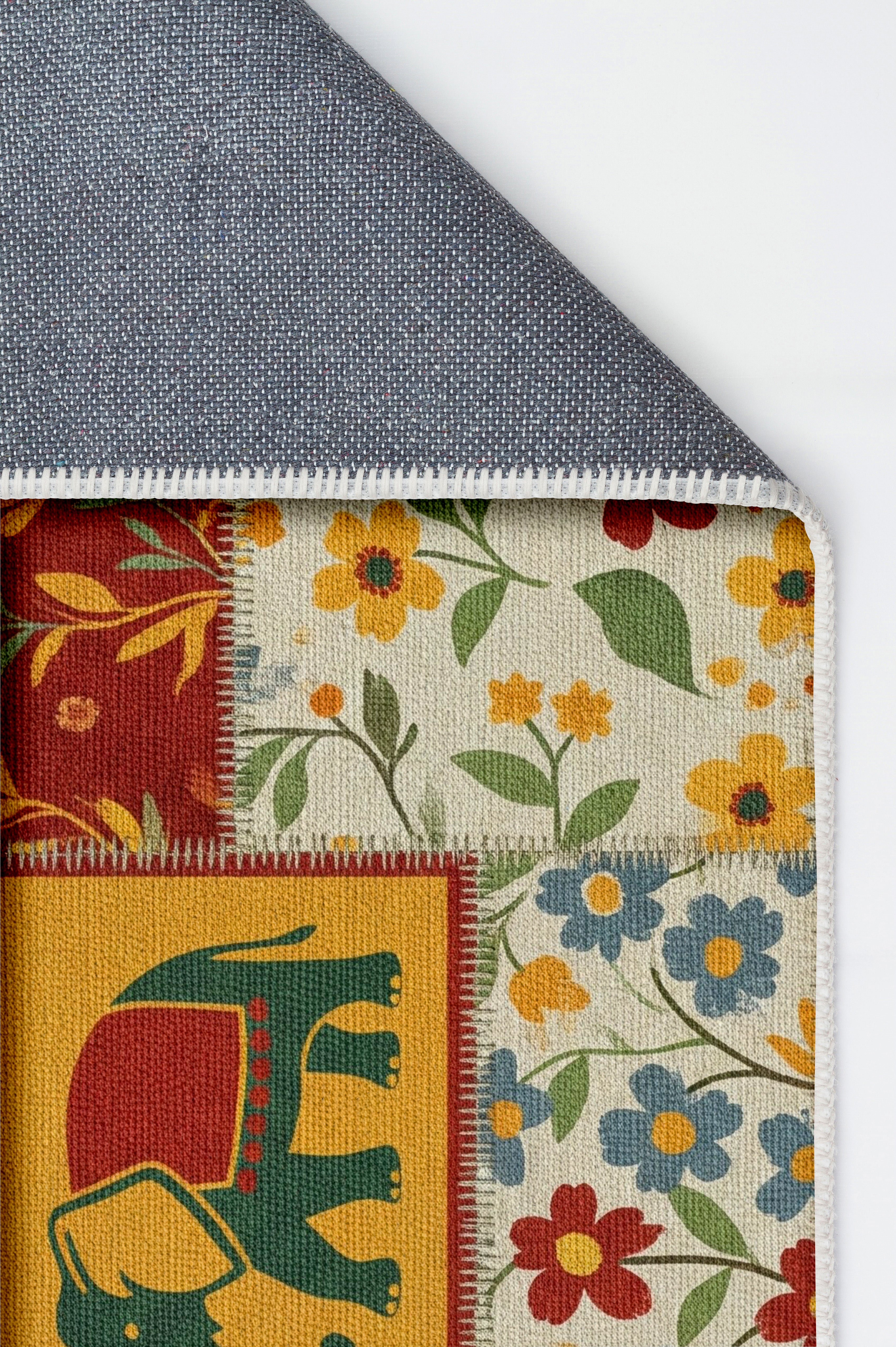 Arte HD012 Fil ve Çiçek Desenli Modern Dekoratif Dokuma Şönil Halı