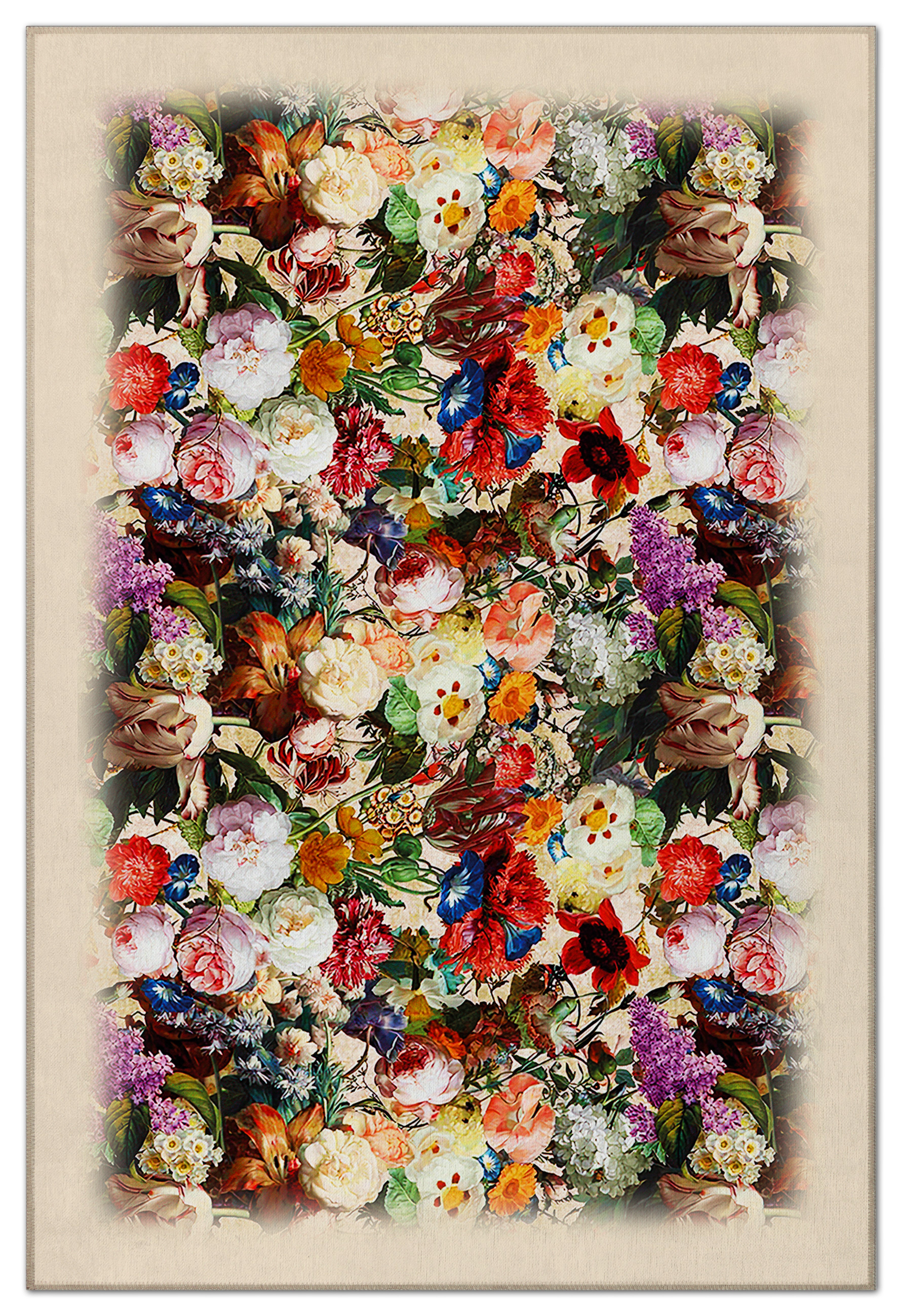 Arte HD016 Çiçek Desenli Dekoratif Dokuma Halı