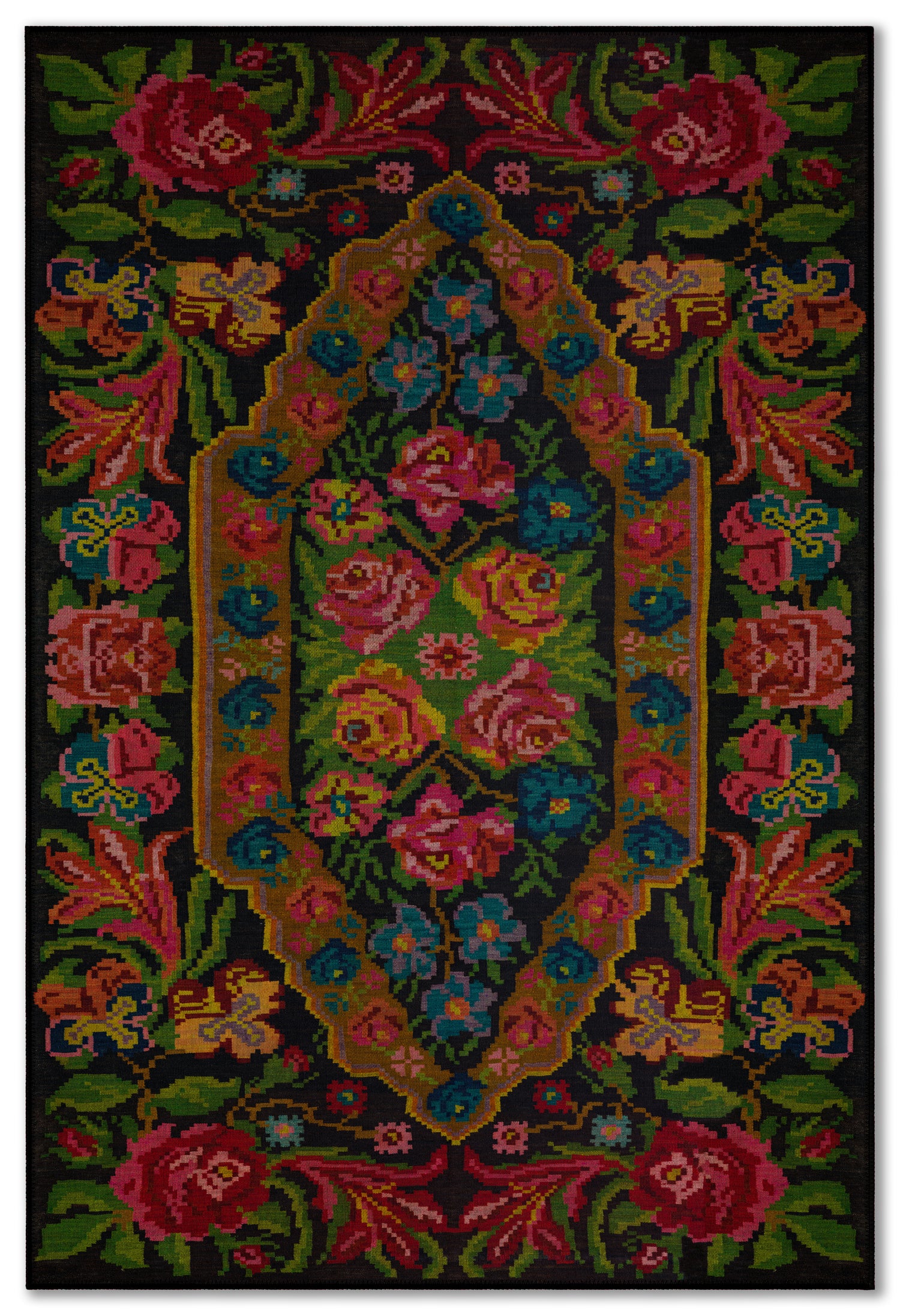 Arte HD018 Çiçek Desenli Dekoratif Dokuma Halı