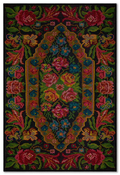 Arte HD018 Çiçek Desenli Dekoratif Dokuma Halı