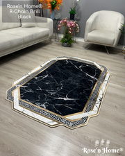 R-CHAİN BRİLL BLACK - %100 Pamuk Dokuma Taban Makinede Yıkanabilir Kaymaz Halı