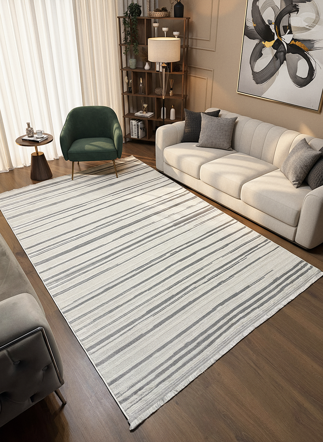 İCON A-5303 GRİ Modern Geometrik Desenli Salon Koridor Mutfak Halısı