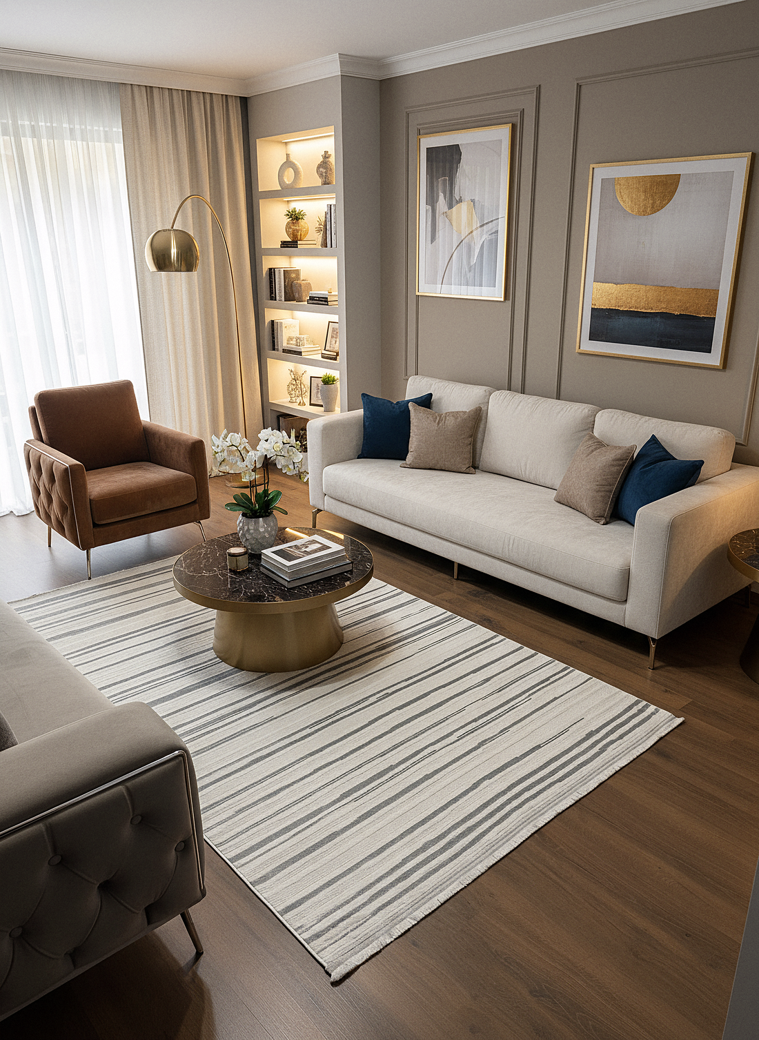 İCON A-5303 GRİ Modern Geometrik Desenli Salon Koridor Mutfak Halısı