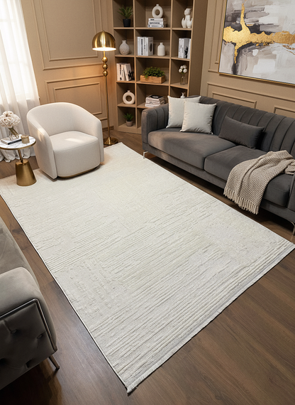 İCON A-5307 KREM Modern Geometrik Desenli Salon Koridor Mutfak Halısı
