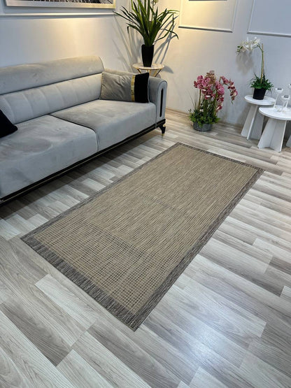 SİSAL-6  VİZON BEJ Jüt Hasır Dokulu Salon Koridor Mutfak Balkon Halısı-KP