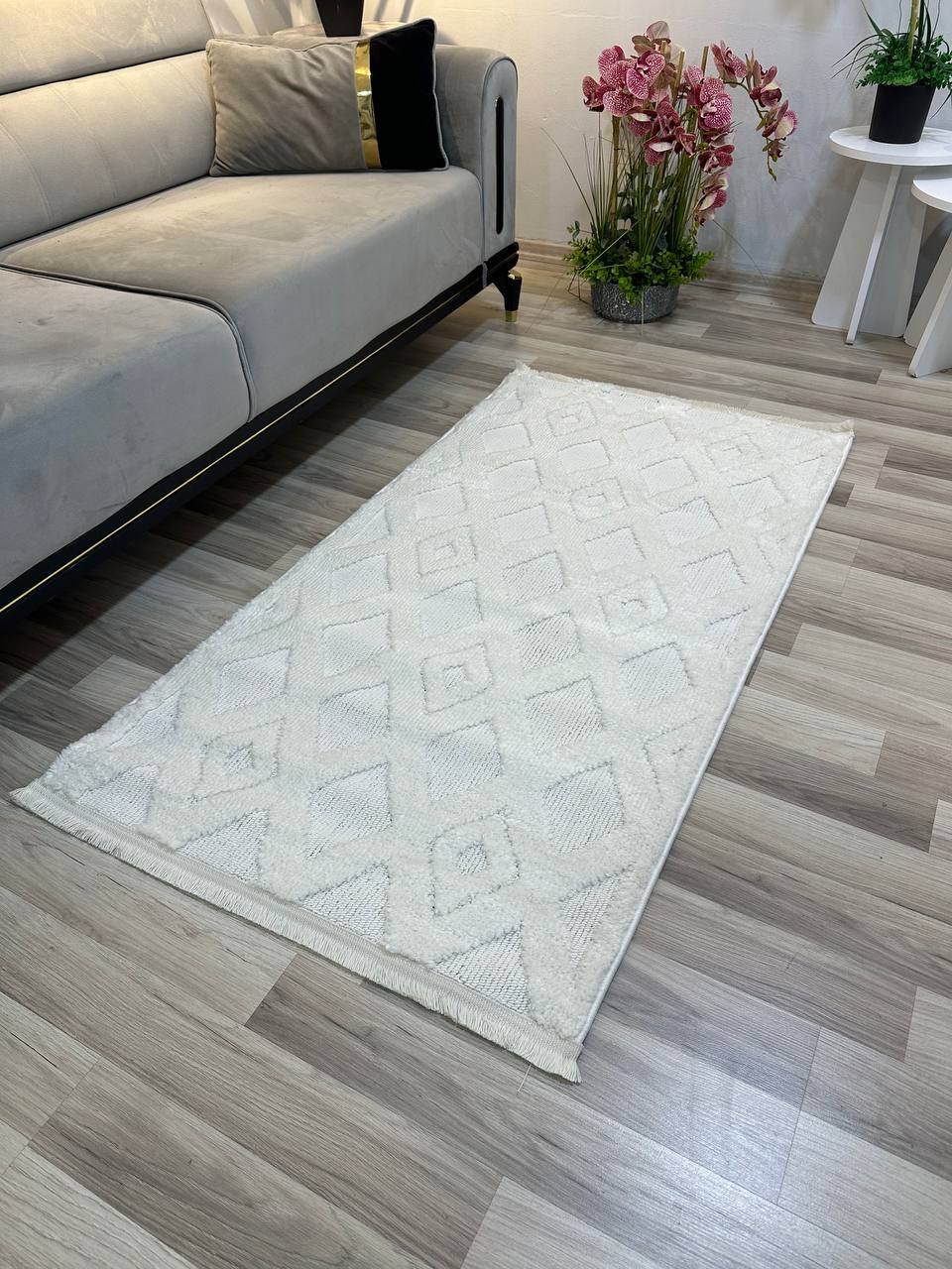 PALERMO E1 KREM Modern Geometrik Desenli Salon Mutfak Koridor Halısı-KP