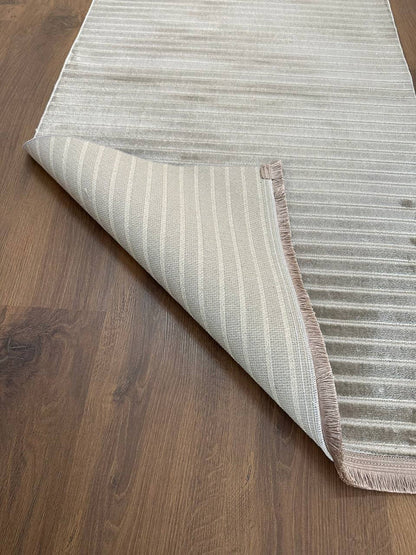 SÜMER KP-164 VİZON  Sentetik Bambu Parlak Saten Salon Koridor Mutfak Halısı-KP