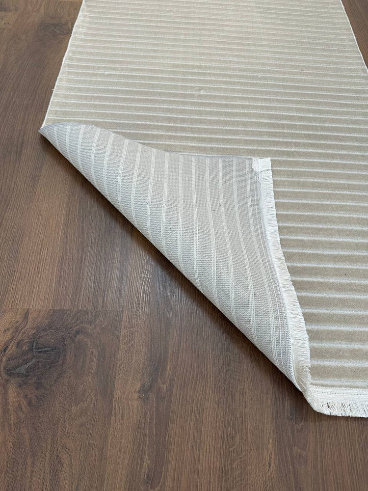 SÜMER KP-165 BEJ  Sentetik Bambu Parlak Saten Salon Koridor Mutfak Halısı-KP