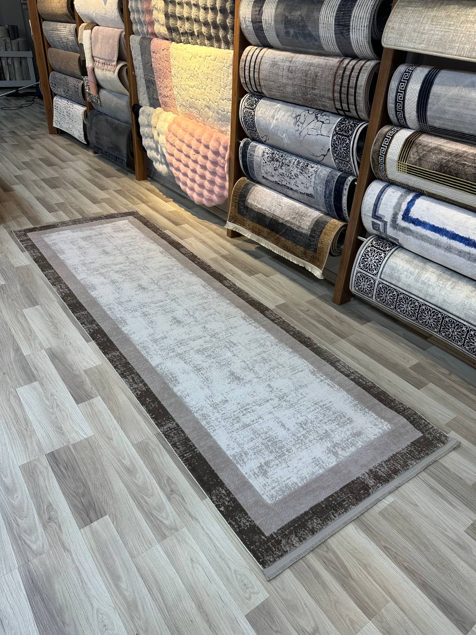 VERONA 50-T VİZON KREM Yumuşak Sık Pamuk Dokuma Taban Salon Halısı-KP