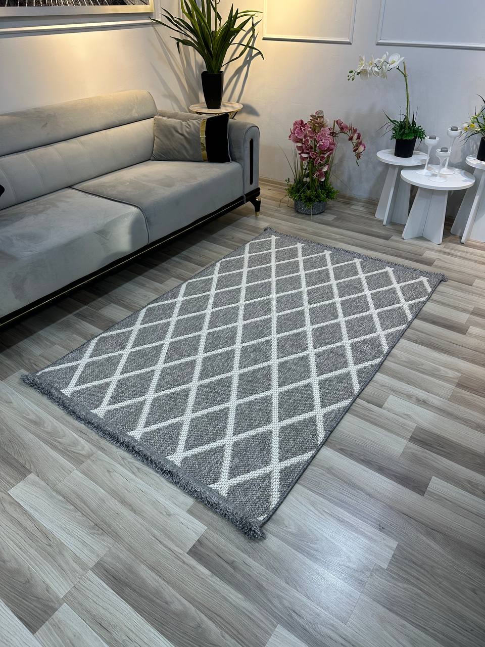 PALMAS F7 GRİ Yumuşak Bukle (Loop) Kabartmalı Dokuma Salon Halısı-KP