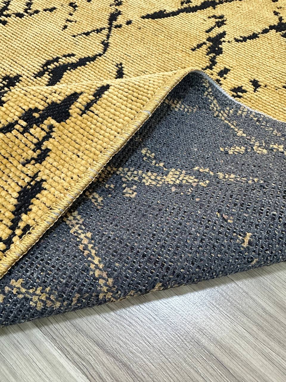 ŞÖNİL HİTİT HARDAL Kaymaz Taban İskandinav Desenli Salon Koridor Mutfak Şönil Kilim Dokuma Halı-KP