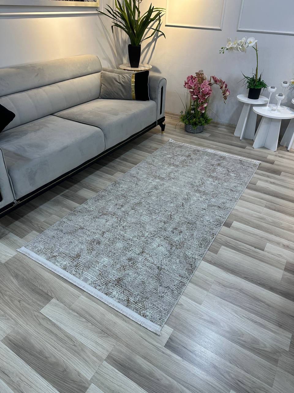 SÜMER KP-173 KAHVE VİZON  Sentetik Bambu Parlak Saten Salon Koridor Mutfak Halısı-KP