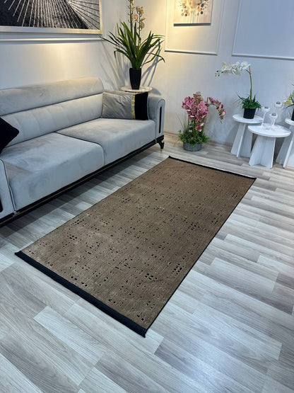 SÜMER KP-179 KAHVE  Sentetik Bambu Parlak Saten Salon Koridor Mutfak Halısı-KP