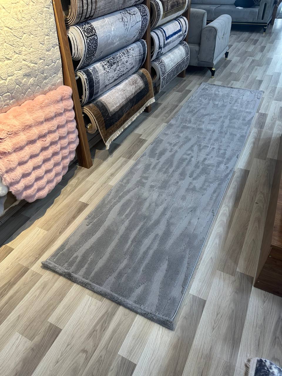 VERONA O-İZ03 GRİ Yumuşak Sık Pamuk Dokuma Taban Salon Halısı-KP