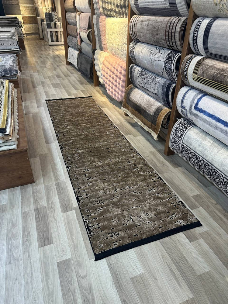 SÜMER KP-160 KAHVE  Sentetik Bambu Parlak Saten Salon Koridor Mutfak Halısı-KP