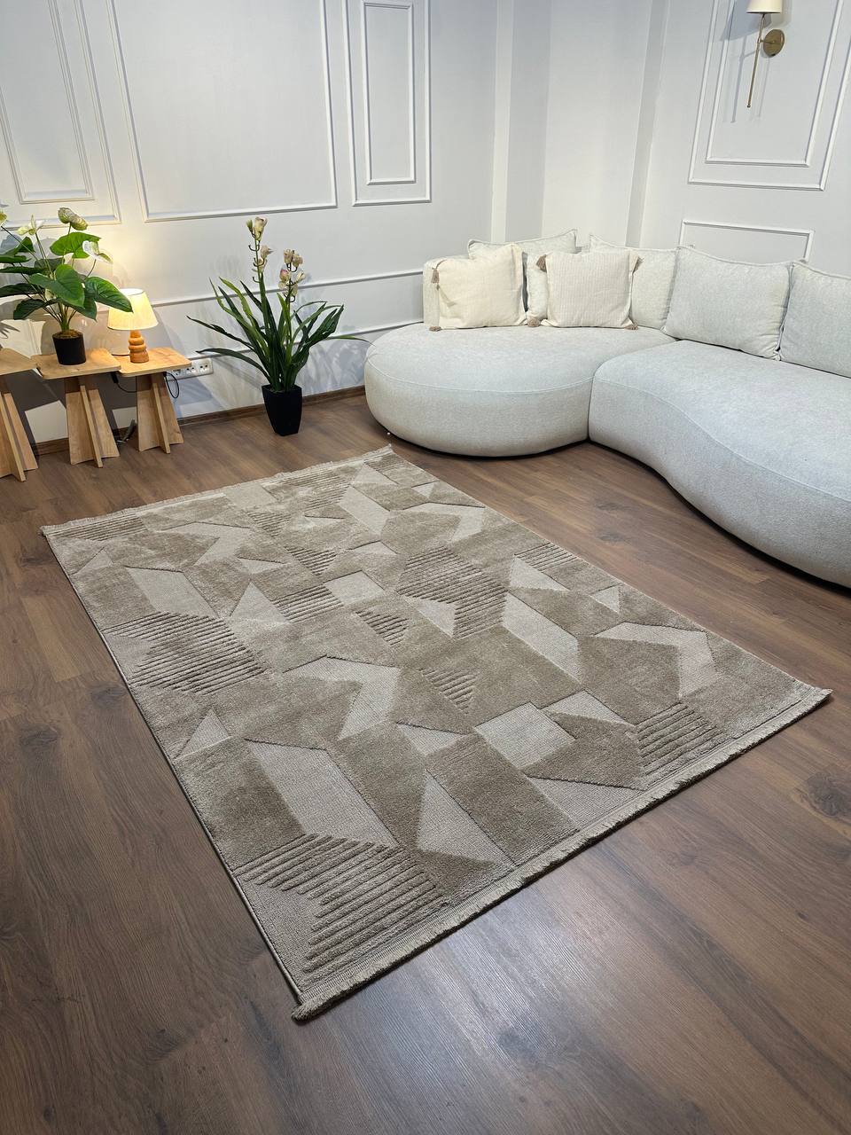 PALERMO-8 VİZON Modern Geometrik Desenli Salon Mutfak Koridor Halısı-KP