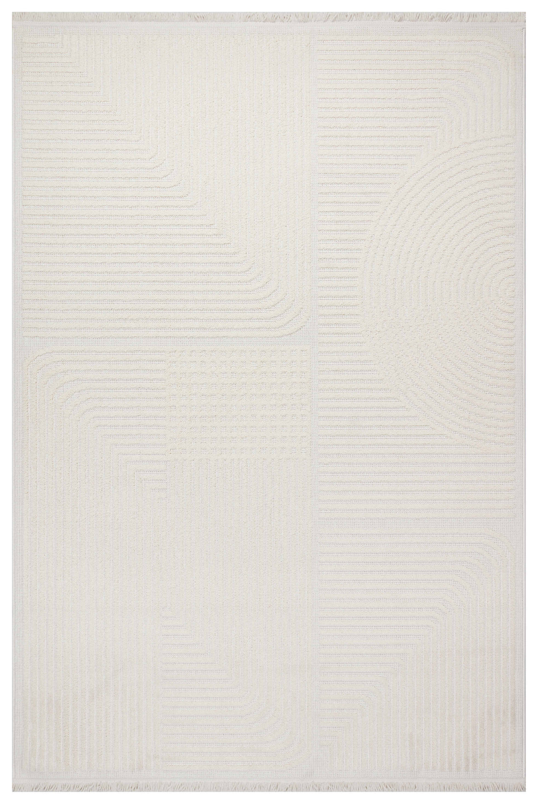 İCON T-LP04 KREM KModern Geometrik Desenli Salon Koridor Mutfak Halısı