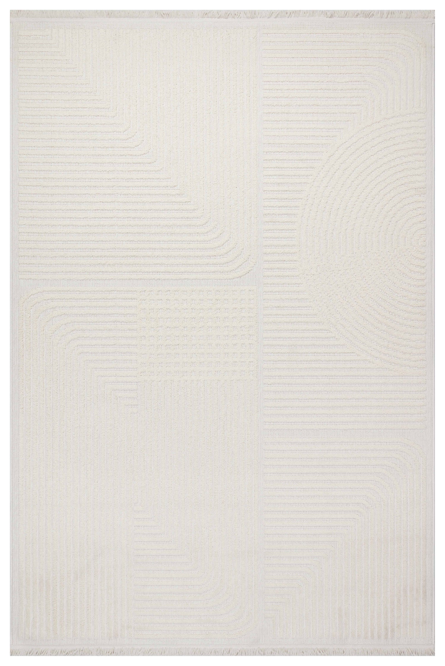 İCON T-LP04 KREM KModern Geometrik Desenli Salon Koridor Mutfak Halısı