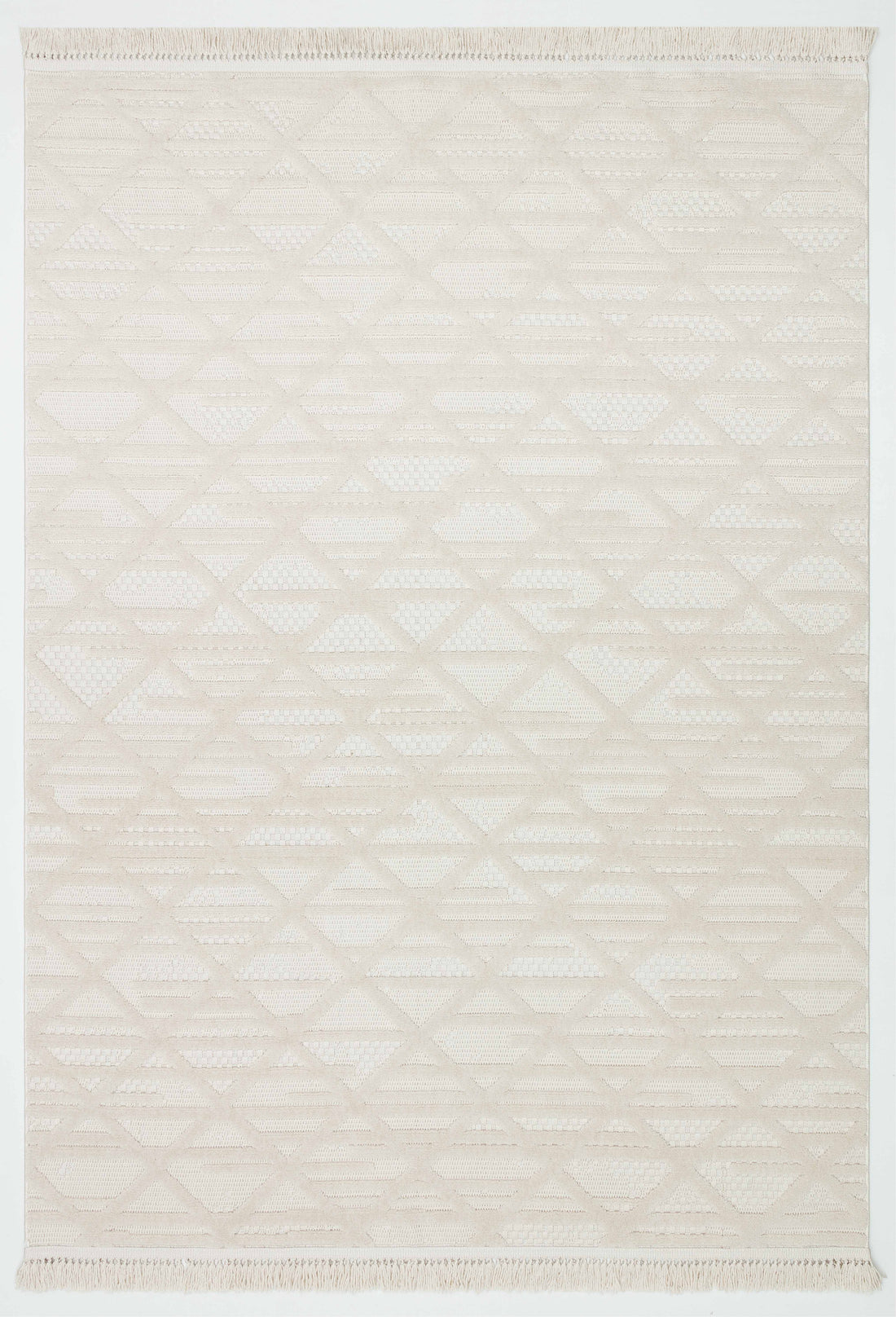 MİLAS C8-BEJ Kabartmalı Modern Geometrik Desenli Salon Koridor Mutfak Halısı