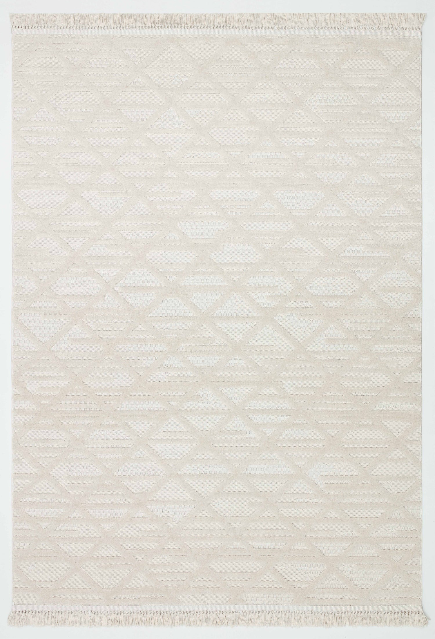 MİLAS C8-BEJ Kabartmalı Modern Geometrik Desenli Salon Koridor Mutfak Halısı
