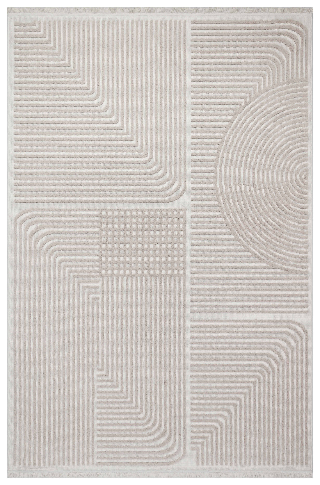 İCON T-LP03 BEJ Modern Geometrik Desenli Salon Koridor Mutfak Halısı
