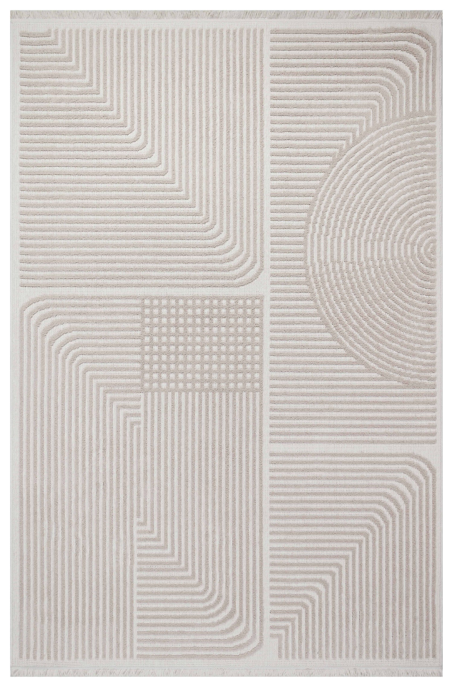 İCON T-LP03 BEJ Modern Geometrik Desenli Salon Koridor Mutfak Halısı