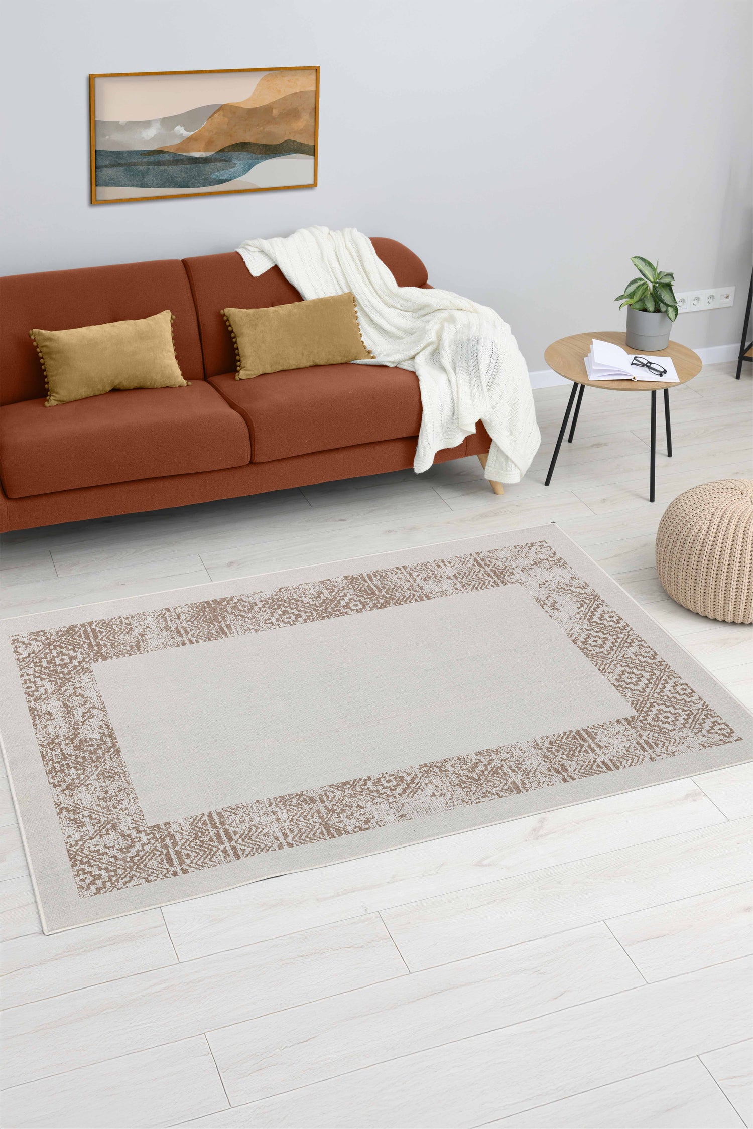 Arte M140-01 Modern Geometrik Desenli Dekoratif Dokuma Halı